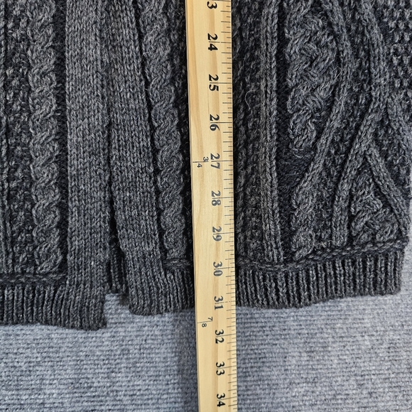 Inis Crafts Womens Celtic Highland Cardigan Sweater L Merino Wool Cable Ireland - Picture 13 of 16